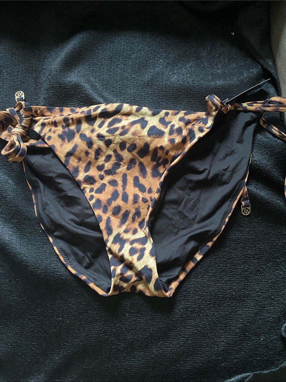 Leopard Print Tie-Side Bikini Bottoms - Brown & Black
